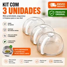 Tampa Para Microondas Protetor Alimentos Anti Sujeira Comida Com Válvula Alça De Plástico Pratos