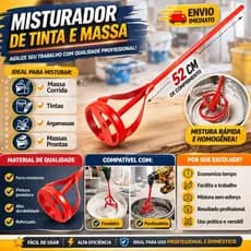 Misturador Profissional 52cm para Tinta Massa Argamassa para Furadeira