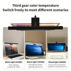 Luminária Tela Notebook Monitor Mesa Barra Luz Regulável Cúpula Preto Estrutura Preto
