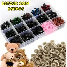 Kit 560 Peças Olhos E Focinhos P/ Amigurumi C/ Travas + Case