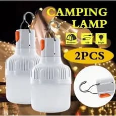 kit 2 Lâmpada Led Iluminação Para Acampamento Camping Pescaria Usb Lampião luz de emergência recarregável