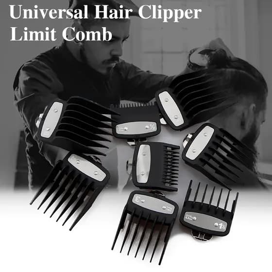 8 Pçs Clipe De Metal Máquina De Cortar Cabelo Elétrica Aparador De Limite De Barbear Pente Salão De Beleza Barbeiro