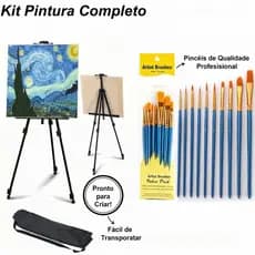 Kit Pintura Profissional Completo–Cavalete Tripé Ajustável com Bolsa+Pincéis+Espátulas,Ideal para Iniciantes e Artistas