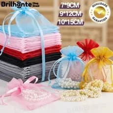 Kit 25/50/100 Un Saco Saquinho Organza Tule Saquinho 7x9 9x12 10x15 Branco Festa Casamento Natal
