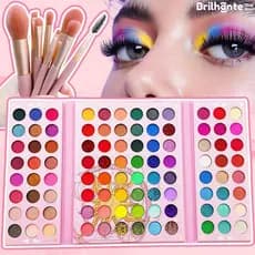 Paleta De Sombra De Olho Em 96 Cores Perolada / Fosca / Com Glitter / Longa Duração Beleza+ Pincéis de Maquiagem