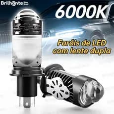 Farol LED H4 Para Motocicleta-Lente De Projetor 10000LM Com Resfriamento De Ventilador Turbo 6000K