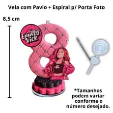 Vela Aniversário Topo de Bolo Emilly Vick Pavio Mágico Luxo