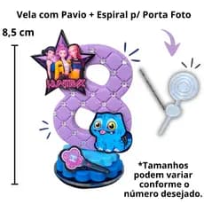 Vela Aniversário Topo de Bolo Guerreiras do Kpop Huntrix Biscuit Luxo