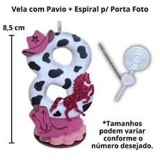 Vela Aniversário Topo de Bolo Vaqueira Boiadeira Fazendinha Biscuit Luxo
