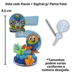 Vela Temática Peixonauta Topo de Bolo Fofo Aniversário Infantil