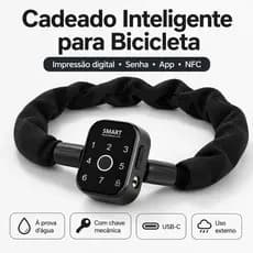 Cadeado Inteligente Bicicleta e Moto, Impressão Digital, Senha, Bluetooth, NFC, App, Antifurto
