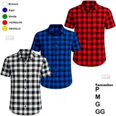 kit 3 Camisa Xadrez Masculina Festa Junina – Manga Curta | Tecido Viscose Leve e Fresco varias cores