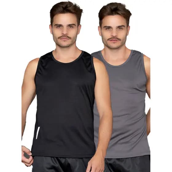 KIT 2 REGATAS MASCULINA LISA BASICA PARA TREINO CORRIDA ACADEMIA VARIAS CORES REGATA MASCULINA