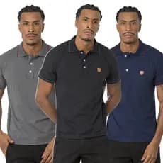 Kit 3 camiseta masculina Polo algodao alta qualidade premium varias cores