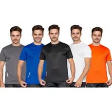 KIT 5 CAMISETAS MASCULINAS DRYFIT LISA BASICA MANGA CURTA PARA CORRIDA ACADEMIA TREINO ESPORTIVA
