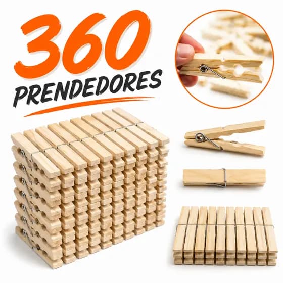 Prendedor de Roupa de Madeira KIT 60/120/180/360 Prendedores de Madeira Reforçados ENVIO FULL