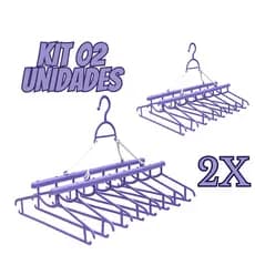 KIT C/02 Varal com Cabides,8 Cabides por Unidade, Espaço Extra e Roupas Sem Amassados, Prático e Funcional
