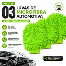 Kit C/01 OU 03 Luva  De Microfibra Dupla Face Automotiva Cor Variada