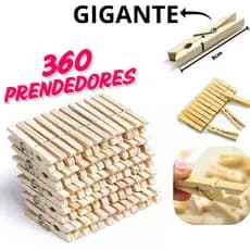 KIT Pregador de Madeira GIGANTE – Super Reforçado – 60/120/180/360 Un – Envio FULL
