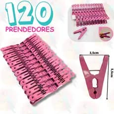Kit com 120 / 96 / 72 / 48 / 24 Pregadores de Roupa em Plástico Reforçado ROSA