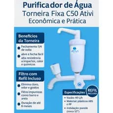 💧 Purificador Torneira C50 Ativi Branca com Filtro e Refil – Prática e Econômica
