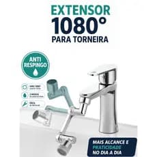 Extensor Torneira 1080° Giratório 2 Modos Jato Espuma Anti Respingo Universal 22mm 24mm