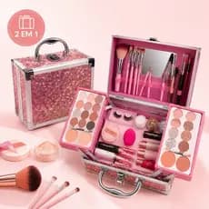 Maleta Completa de Maquiagem Luxo Presente Dia dos Namorados Sombra Blush Iluminador