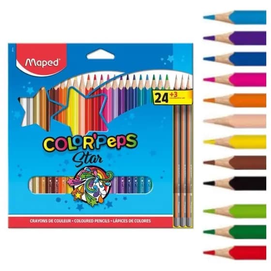 Lapis De Cor Colorpeps Star 24 Cores Maped 3 Lapis Grafite