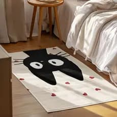 Tapete Decorativo Gato Preto 118x70cm Antiderrapante Sala, Quarto e Escritório