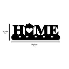 Porta Chaves Decorativo Autocolante Home em MDF 3mm Preto
