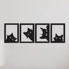 Promoção Kit 4 Quadros Decorativo Vazado em MDF 3mm Gatos