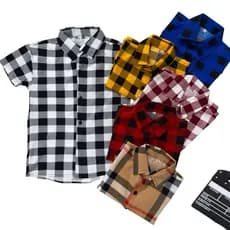 Camisa Xadrez Social Menino Infantil Viscose Manga Curta