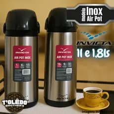 Invicta Garrafa Térmica Air Pot Inox - 1 Litro e 1,8 Litros - chá/água/café Garrafa Térmica de Inox