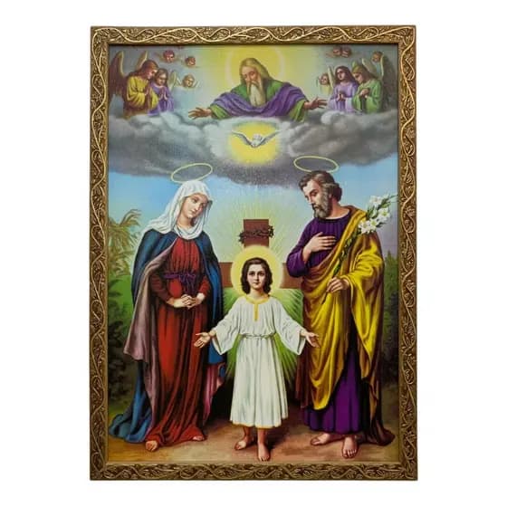 Quadro Sagrada Familia Tradicional Decorativo Grande 70x50cm