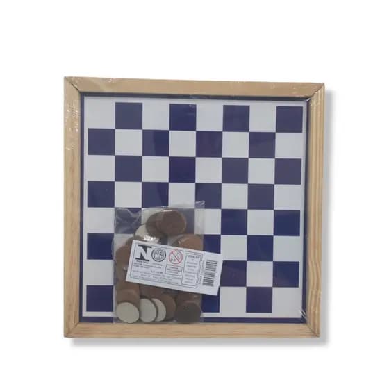Jogo de Dama e Trilha 2 em 1 Tabuleiro Básico de Madeira 21x21 com Piões em MDF Diversas Cores Promoção