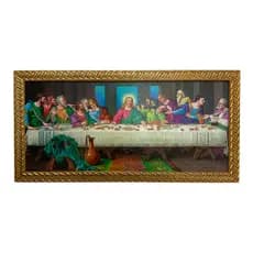 Quadro Santa Ceia Decorativo Parede Horizontal 25x55cm Resinado. Promoção