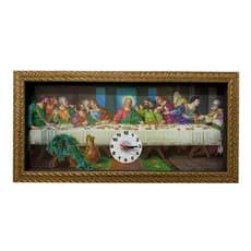Quadro Relogio Santa Ceia Tradicional 25x55cm Com Vidro.