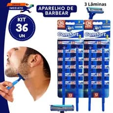 Aparelho de Barbear Masculino Descartável 3 Lâminas Pele Lisa 12 24 36 Unidades