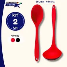 Utensílios Silicone Para Cozinha Preto Vermelho Concha Colher 1 2 Unidades