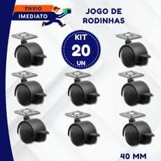 Rodízio Universal HM 40mm Para Móveis Organizadores Multiuso 4 10 20 Unidades
