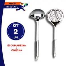 OFERTA 2 Utensílios Talheres Inox Para Cozinha Colher de Arroz Escumadeira Restaurante Buffet