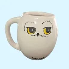 Caneca Coruja Branca Edwirges 3D favorito geek nerd 350ml