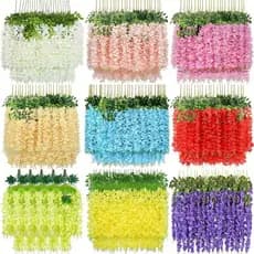 Kit 12 a 48 Cerejeira Pendente Planta Artificial Toque Real Glicínia Para Decorações De Festas Casamento - A-524