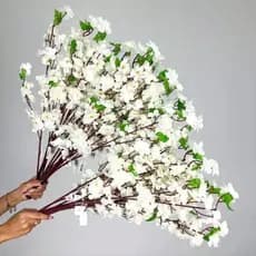 Kit 10 a 40 Buquê De Flores De Cerejeira Artificial 65CM, Pessegueiro Estilo oriental Decoração COR: BRANCA - A-504