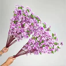 Kit 10 a 40 Buquê De Flores De Cerejeira Artificial 65CM, Pessegueiro Estilo oriental Decoração COR: LILÁS - A-504