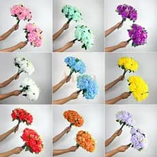 Kit 3 a 12 Buquê de Hortênsia Pompom Artificial Flor Grande com 9 Flores Decoração Casamento Arranjo - BY800578