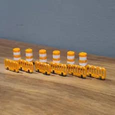 Kit Barreira e Cone Escalas 1:64 1:43 1:32 1:24 Compatível Hot Wheels – Acessório Miniatura 12 uni