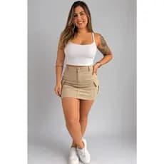 Saia Cargo Feminina Saia Cargo Curta Saia Cargo Bolsos Laterais Saia Cargo Moda Feminina Saia Cargo Casual 34 ao 44