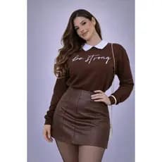 Short Saia Couro Fake Short Saia Feminino Short Saia Cintura Alta Short Saia Moda Feminina Short Saia Estiloso