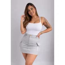 Saia Cargo Feminina Saia Curta Cargo Saia Cargo Bolsos Saia Cargo Moda Feminina Saia Cargo Tendência Saia Jeans Sainha